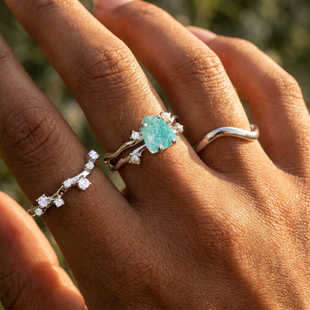 Amazonite Flow & Stardust & Waves Rings — Modern Energy Lab product view