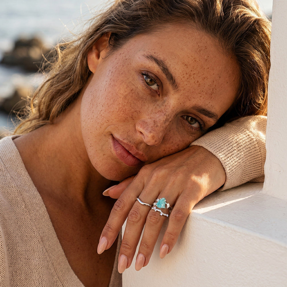 Amazonite Flow & Stardust & Waves Rings — Modern Energy Lab product view