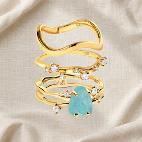 Amazonite Flow & Stardust & Waves Rings — Modern Energy Lab product view