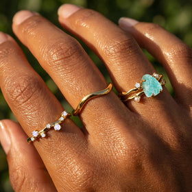 Amazonite Flow & Stardust & Waves Rings — Modern Energy Lab product view