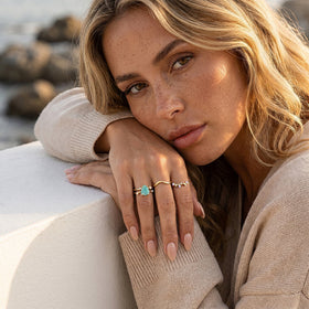 Amazonite Flow & Stardust & Waves Rings — Modern Energy Lab product view