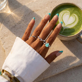Amazonite Flow & Stardust & Waves Rings — Modern Energy Lab product view