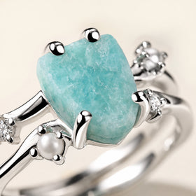Amazonite Flow & Stardust & Waves Rings — Modern Energy Lab product view