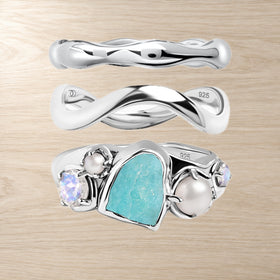 Amazonite Heirloom & Magma & Waves Rings — Modern Energy Lab product view