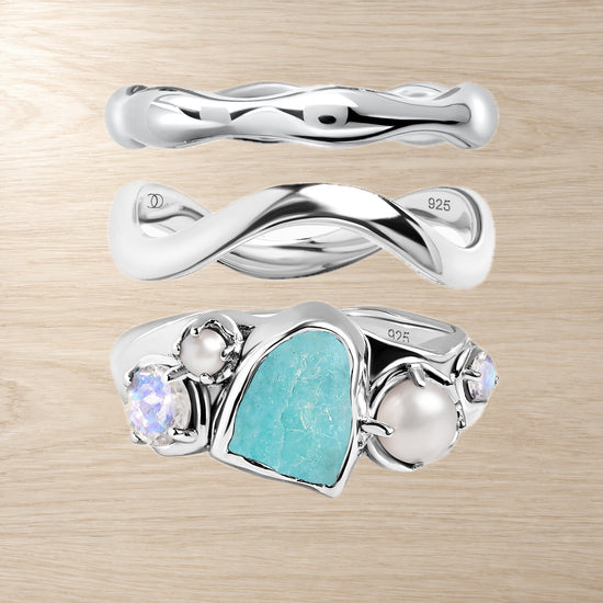 Amazonite Heirloom & Magma & Waves Rings — Modern Energy Lab product view