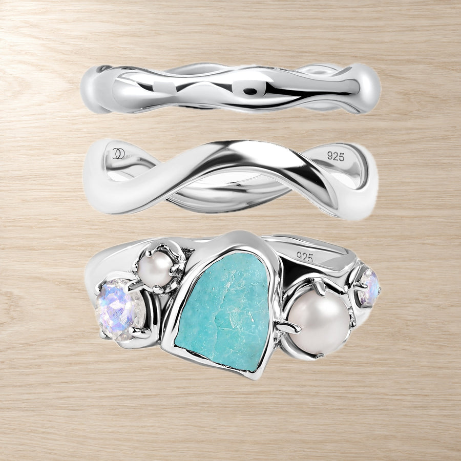 Amazonite Pearl Sculptural Ring