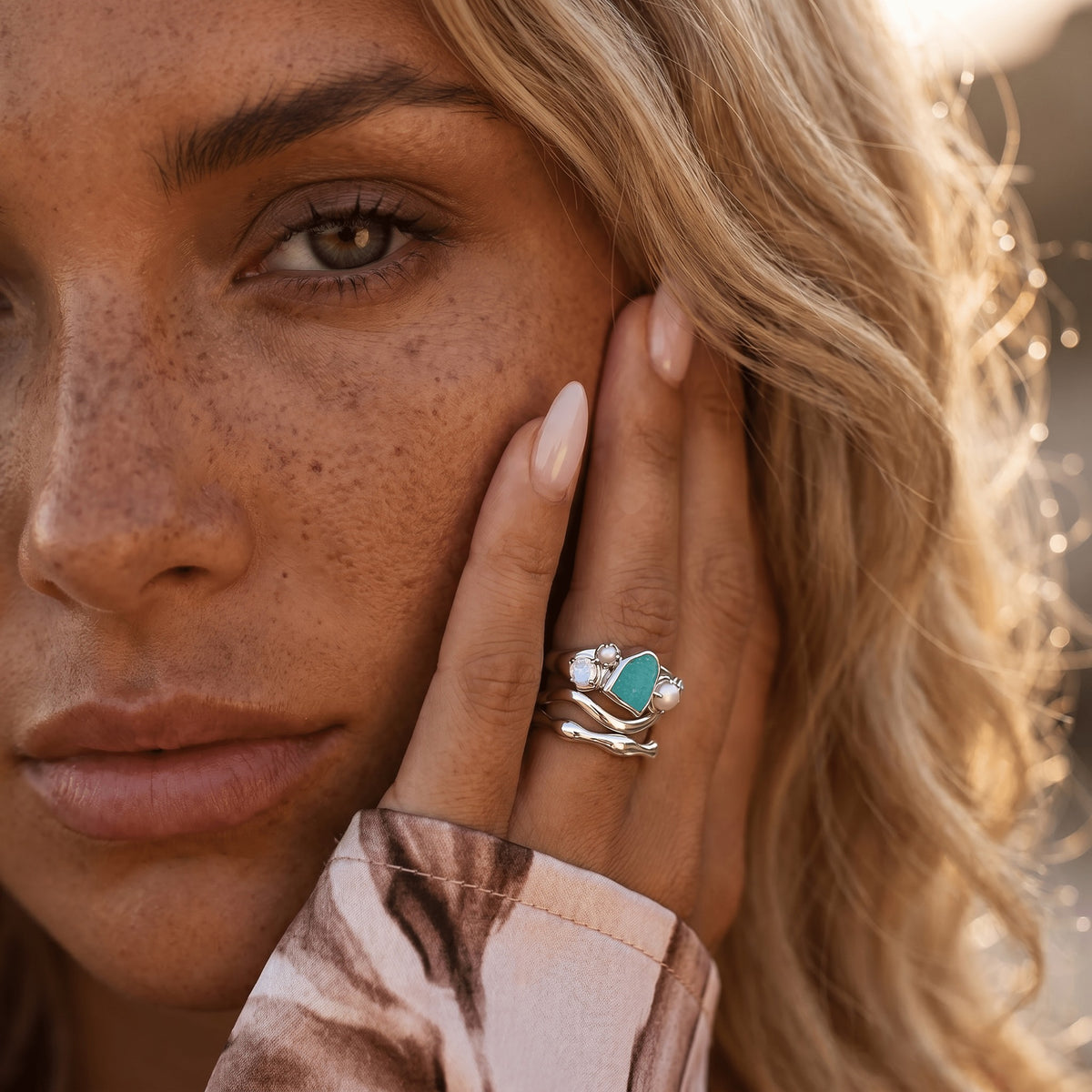 Amazonite Heirloom & Magma & Waves Rings — Modern Energy Lab product view