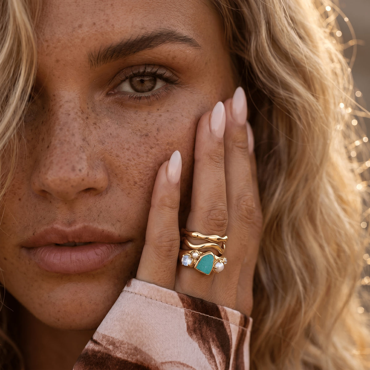 Amazonite Heirloom & Magma & Waves Rings — Modern Energy Lab product view
