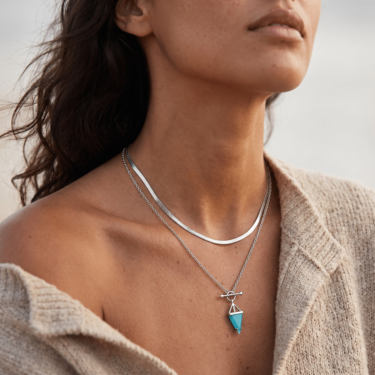 Amazonite Heroine & Herringbone Necklaces — Modern Energy Lab product view