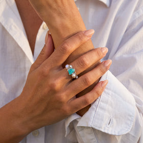 Amazonite Pearl Ring angled product view
