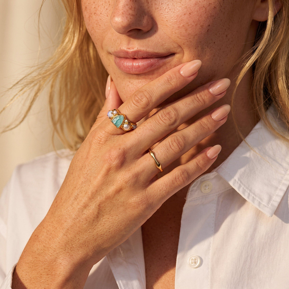 Amazonite Pearl Ring full piece view