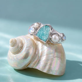 Amazonite Pearl Ring back profile view