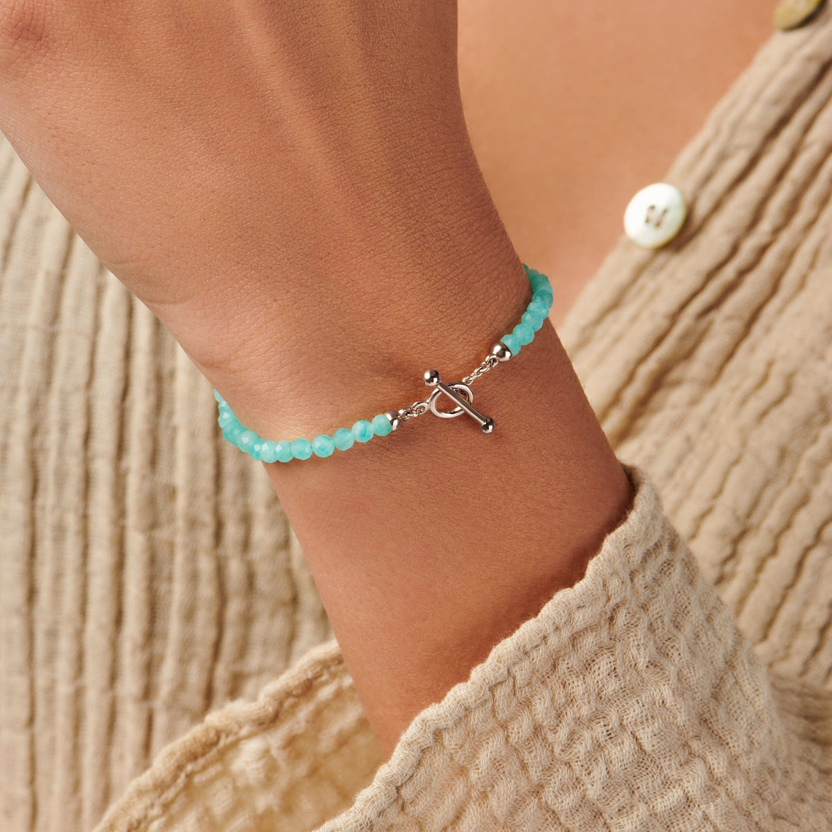 Amazonite T‑Lock Bracelet close stone and finish detail