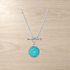 Amazonite T-bar necklace with stone accent, front view
