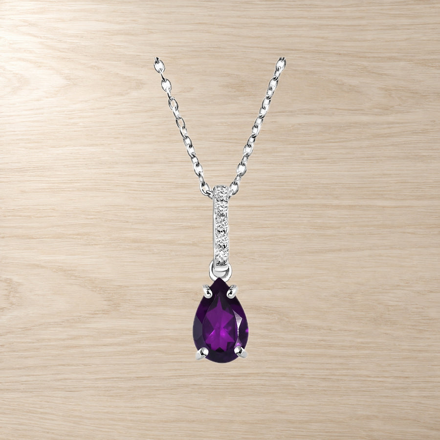 Amethyst White Zircon Necklace — February Light