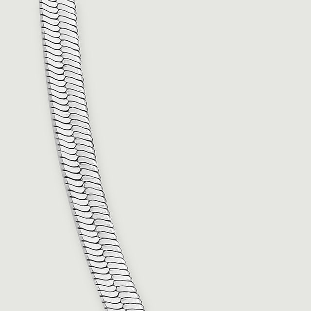 A close view of the left side reveals the repeated diagonal links in the flat chain.