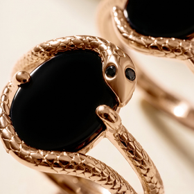 Coiled Black Onyx Ring — Willpower — Modern Energy Lab product view