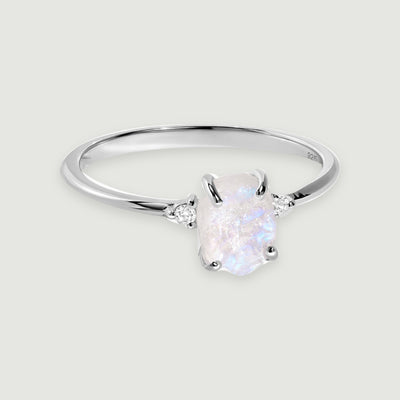 Calm Dune Moonstone White Zircon Ring