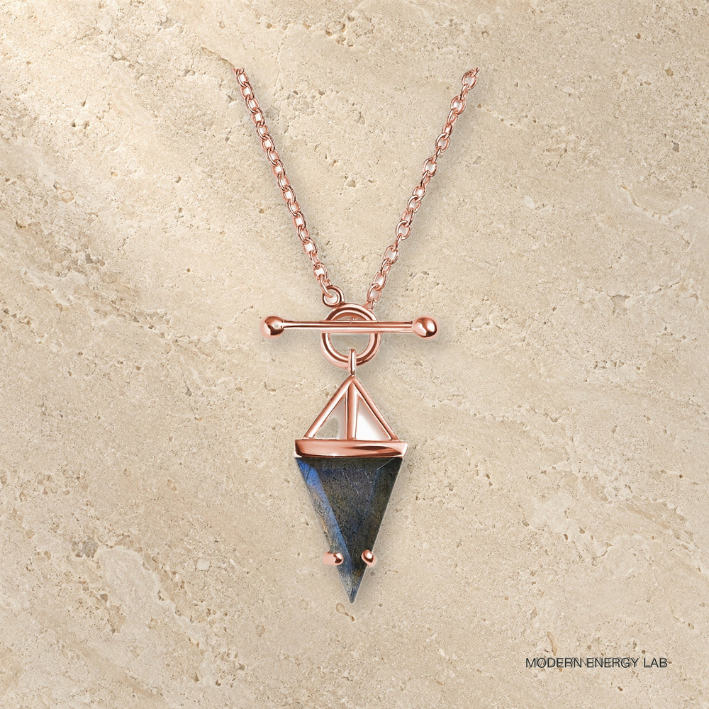 Heroine Labradorite T-Lock Necklace — Confidence rose_gold view