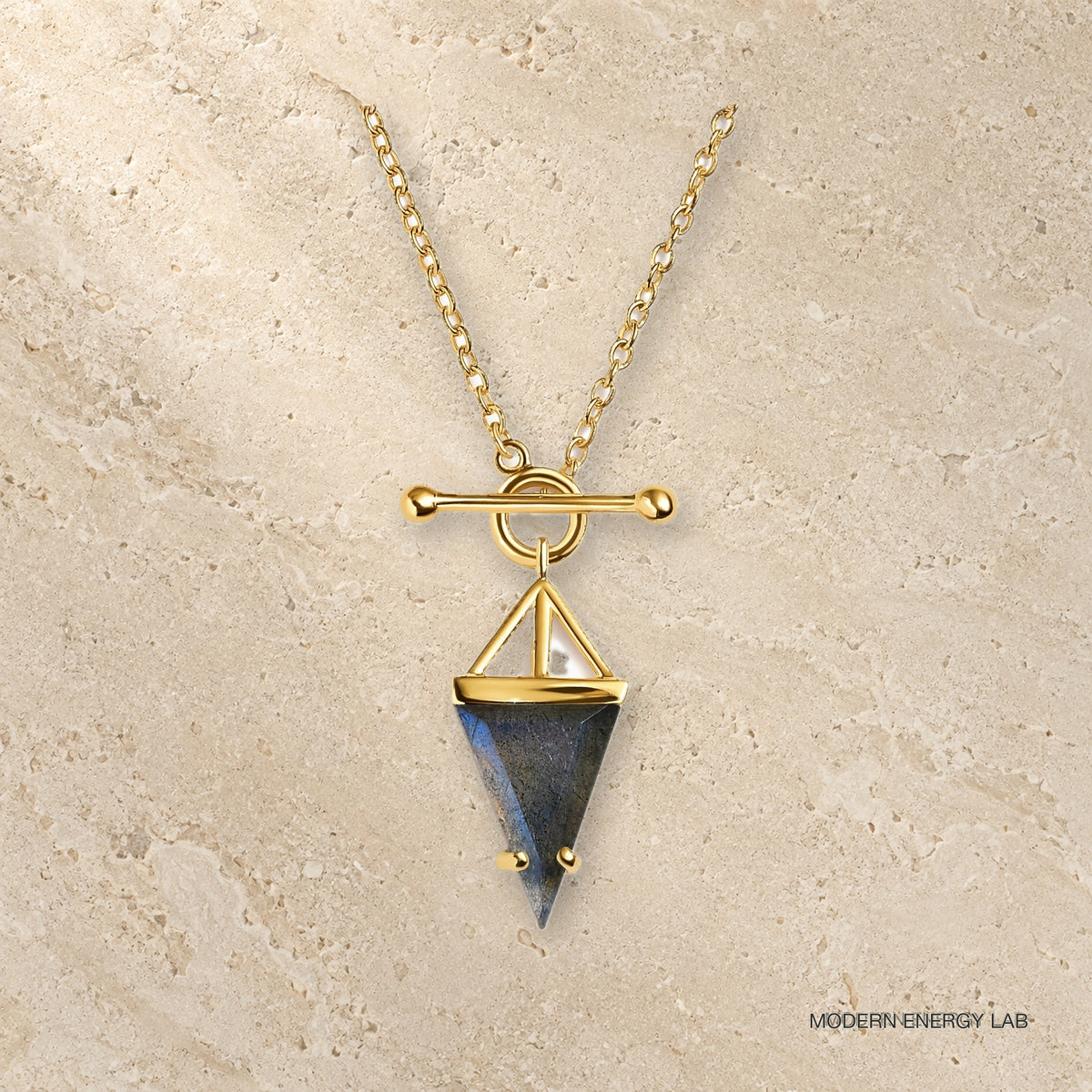 Heroine Labradorite T-Lock Necklace — Confidence yellow_gold view
