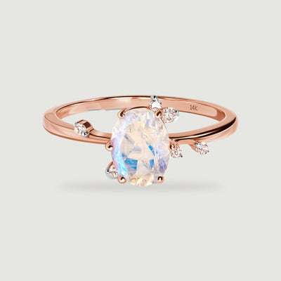 Calm Lantern Moonstone Lab Diamond Ring