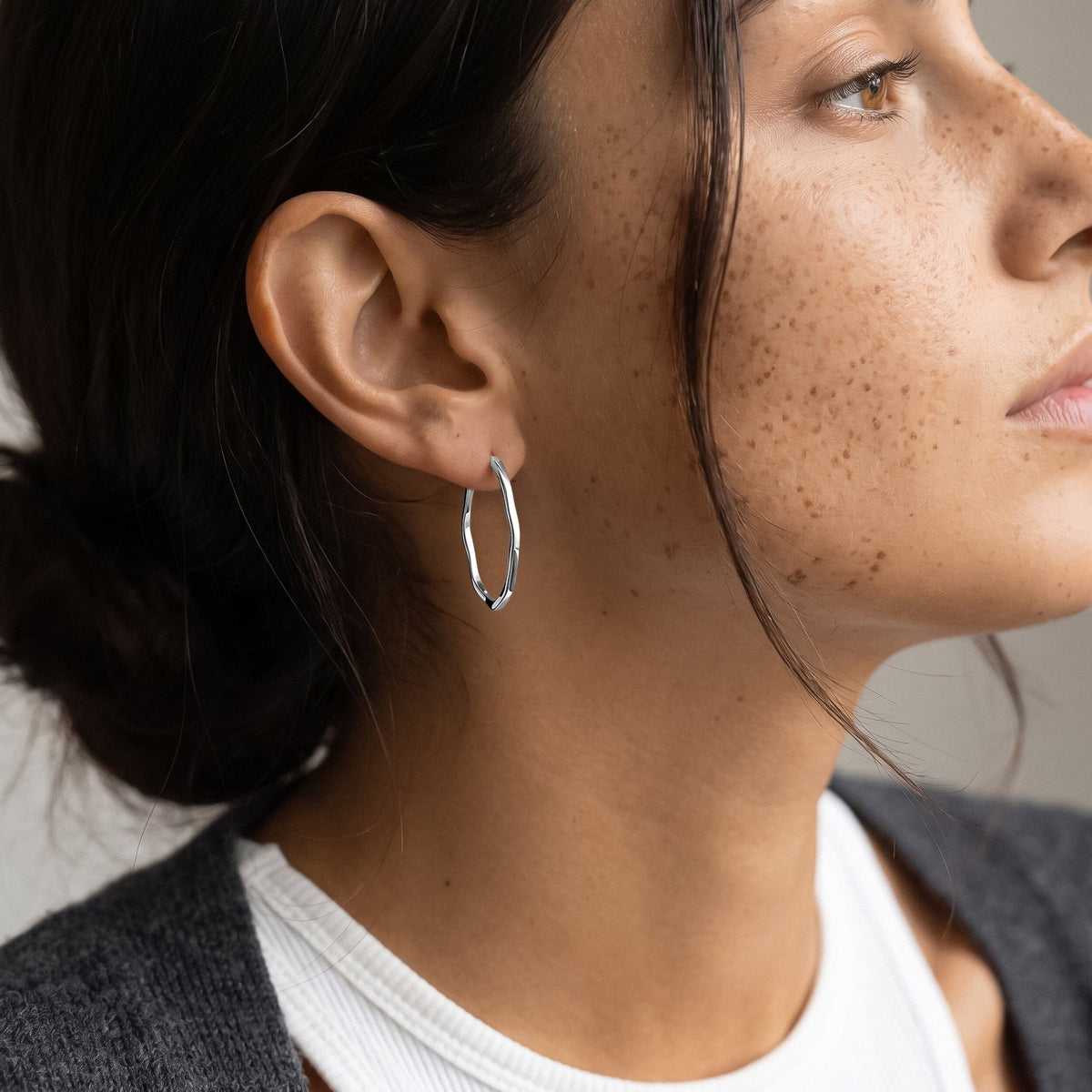 Large Wavy Hoop Earrings