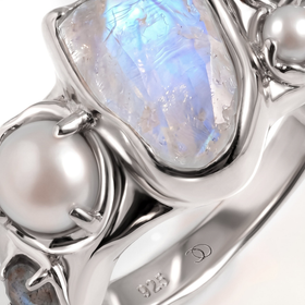 mist-moonstone-pearl-ring-set — Modern Energy Lab product view