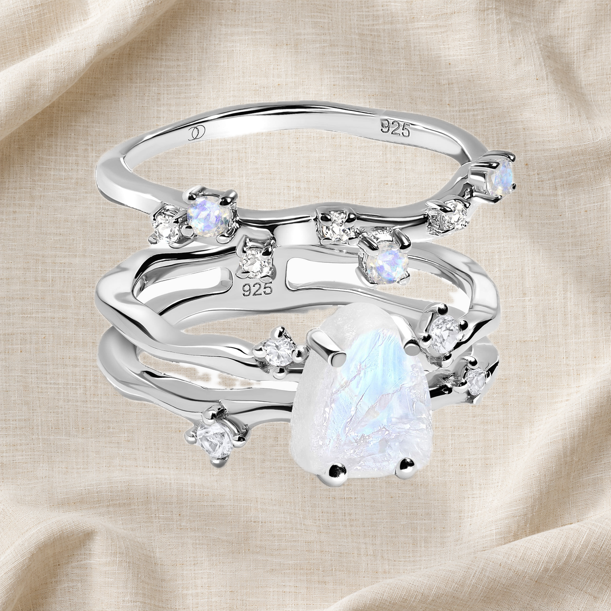 moonlit-moonstone-ring-set — Modern Energy Lab product view