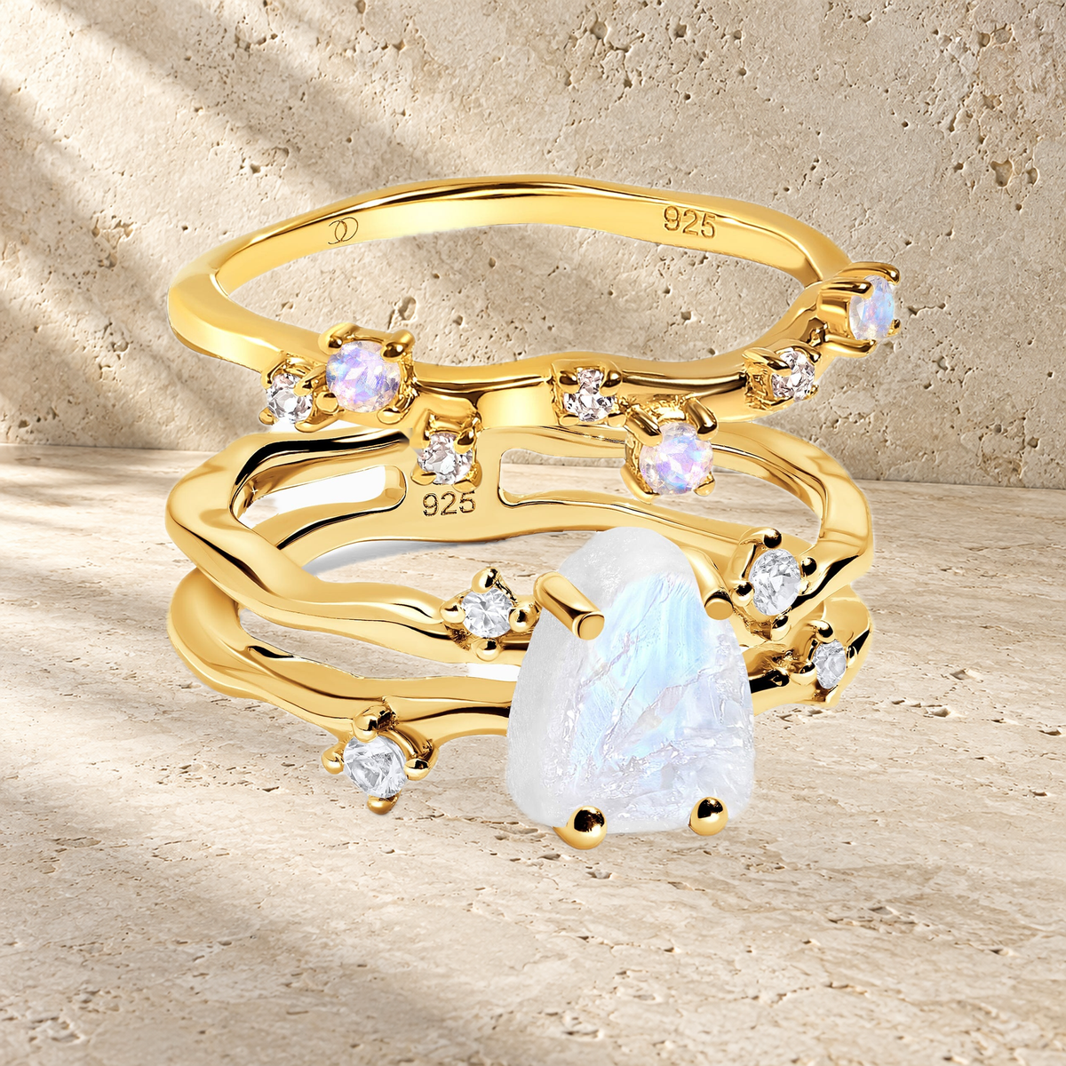 moonlit-moonstone-ring-set — Modern Energy Lab product view