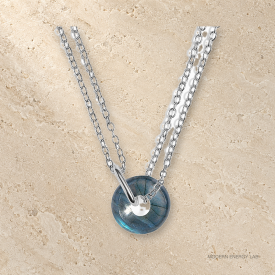 Orbit Labradorite Necklace in silver view
