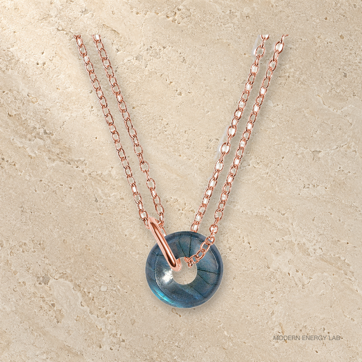 Orbit Labradorite Necklace in rose_gold view