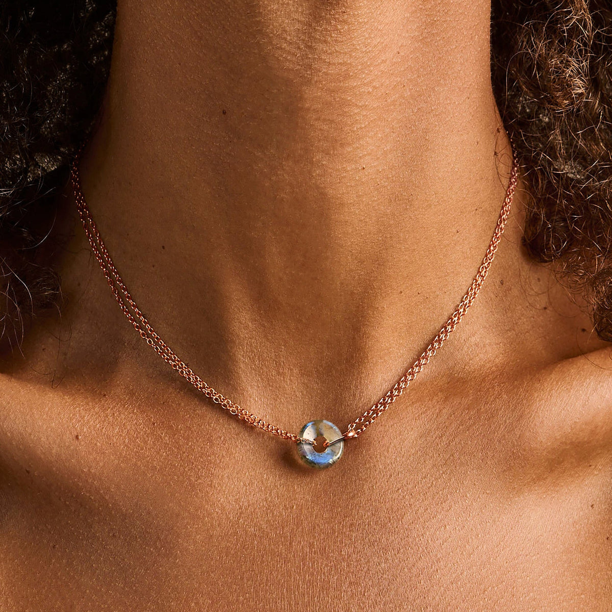 Orbit Labradorite Necklace in rose_gold view