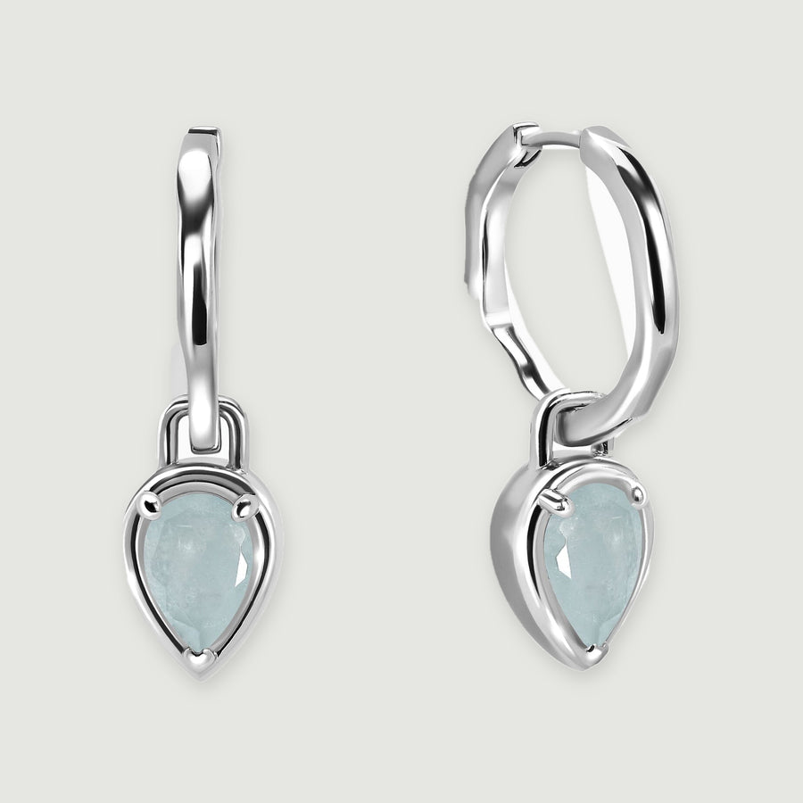 Courage Sea Loop Aquamarine Hoop Earrings