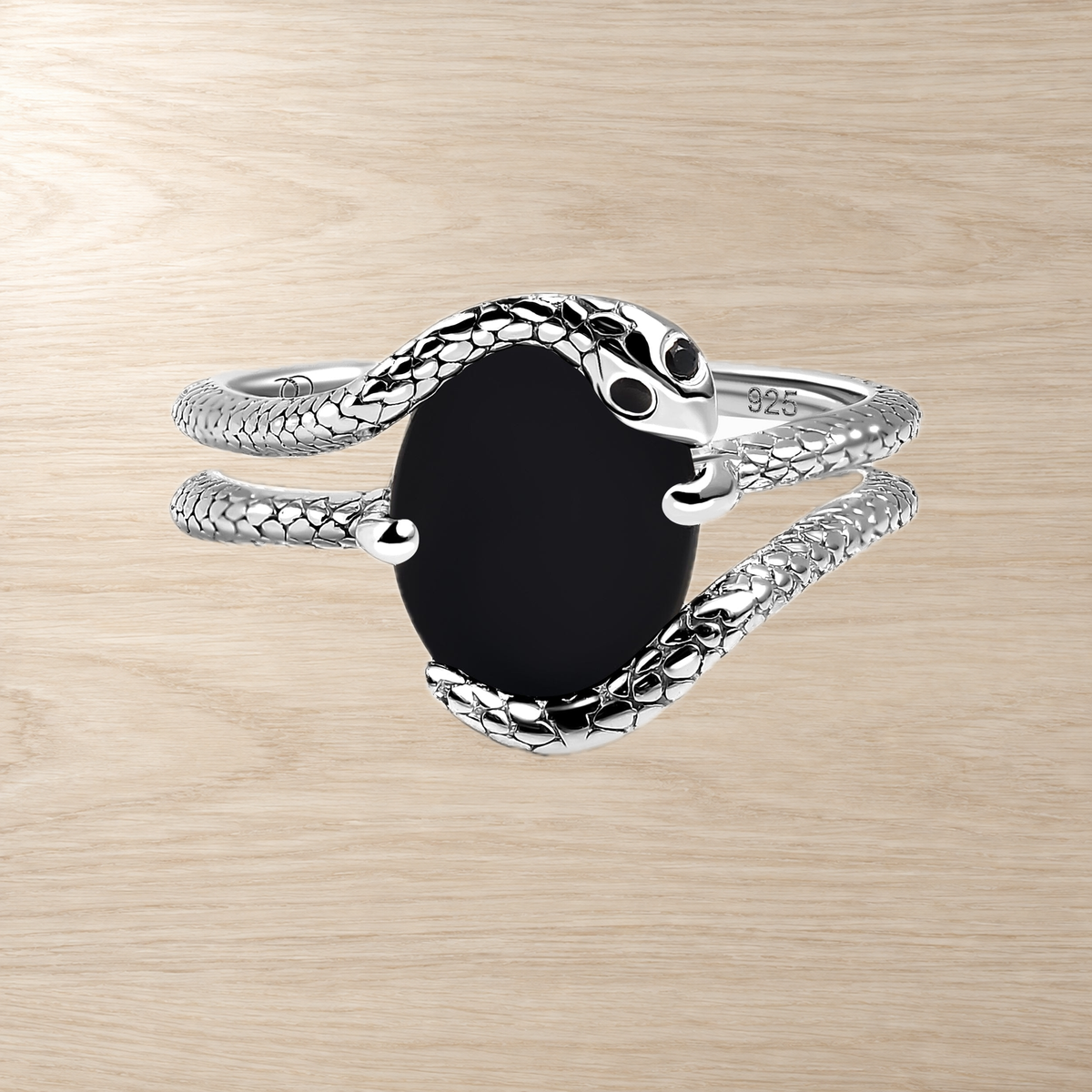 Serpent Black Onyx & Diamond Ring — Strength — Modern Energy Lab product view