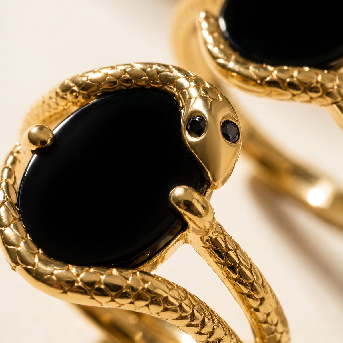 Serpent Black Onyx & Diamond Ring — Strength — Modern Energy Lab product view