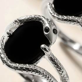 Serpent Black Onyx & Diamond Ring — Strength — Modern Energy Lab product view