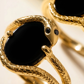 Serpent Black Onyx & Diamond Ring — Strength — Modern Energy Lab product view