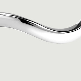 A close view shows the silver band curving across the foreground with bright polished reflections.