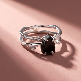 Stillwater Black Obsidian & White Sapphire Ring — Potential — Modern Energy Lab product view