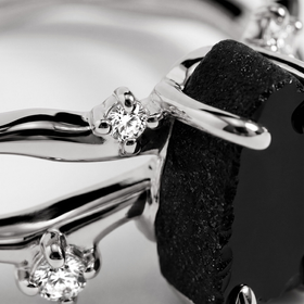 Stillwater Black Obsidian & White Sapphire Ring — Potential — Modern Energy Lab product view