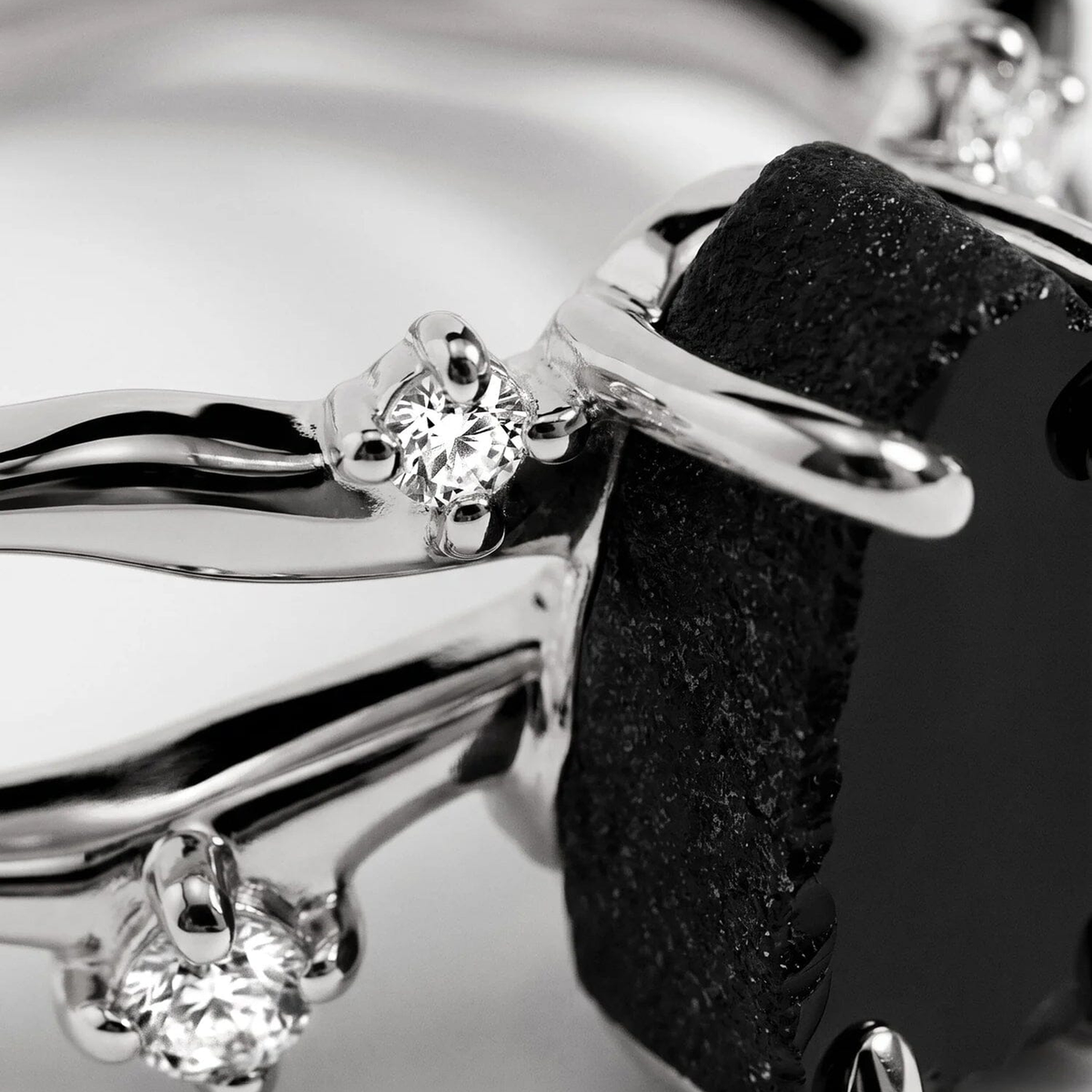 stillwater-black-obsidian-white-sapphire-ring — Modern Energy Lab product view