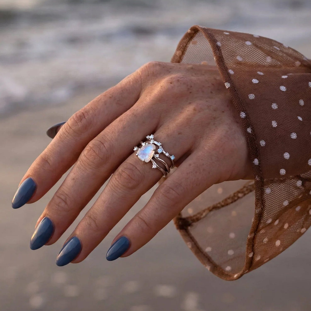 Tide Moonstone Ring — Intuition — Modern Energy Lab product view