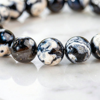 Natural Black and White Agate Beaded Bracelet - Handcrafted Stone Jewelry for Men and Women - ModernEnergyLab.com