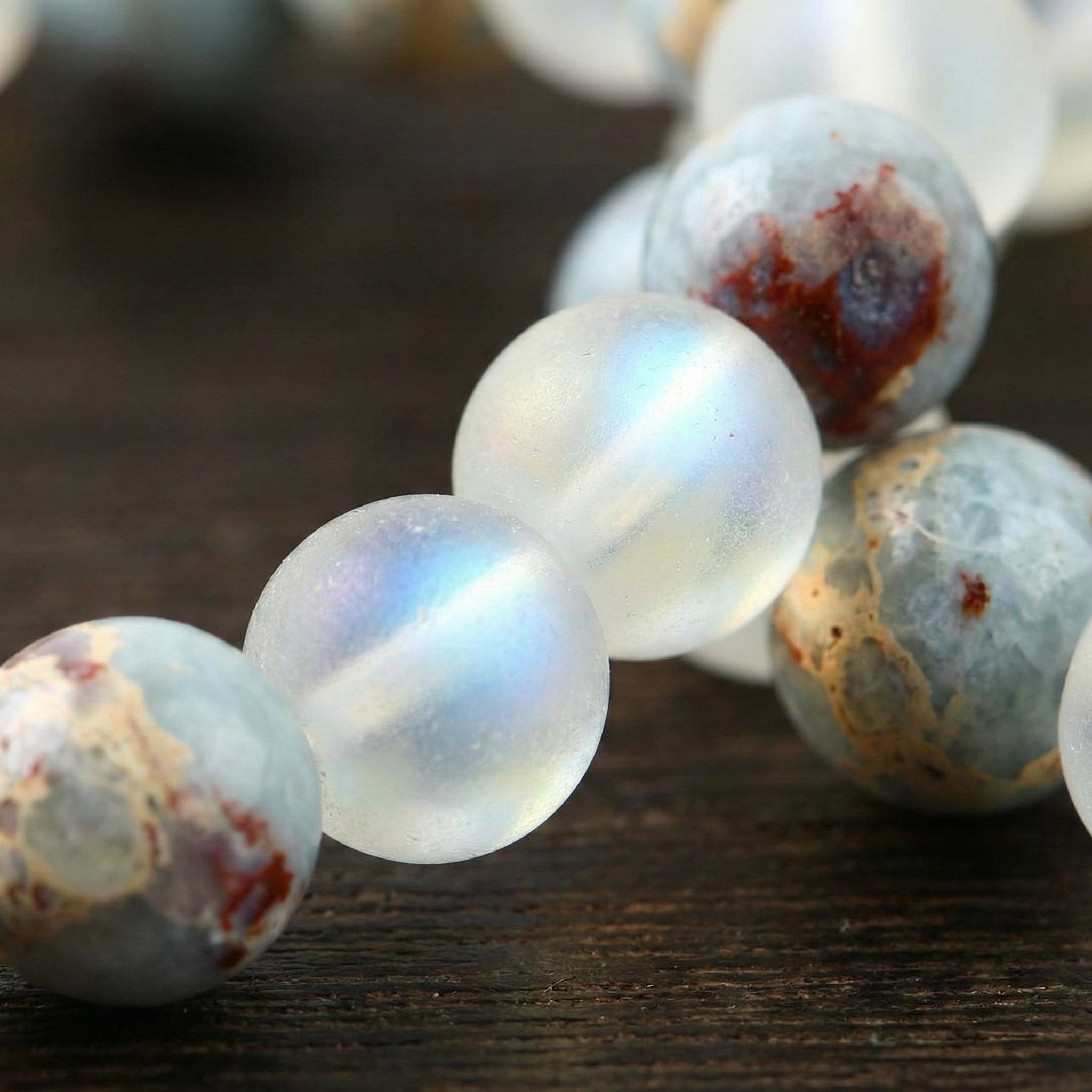 "New Beginnings" Aurora Glass & Sea Sediment Jasper Healing Bracelet – For Abundance, Clarity, and Realizing Potential - ModernEnergyLab.com