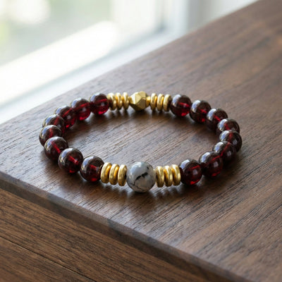 Success & Abundance: The Garnet 'Career Catalyst' Bracelet with Gold Accents - ModernEnergyLab.com