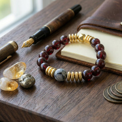 Success & Abundance: The Garnet 'Career Catalyst' Bracelet with Gold Accents - ModernEnergyLab.com