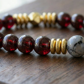 Success & Abundance: The Garnet 'Career Catalyst' Bracelet with Gold Accents - ModernEnergyLab.com