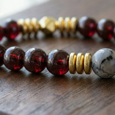 Success & Abundance: The Garnet 'Career Catalyst' Bracelet with Gold Accents - ModernEnergyLab.com