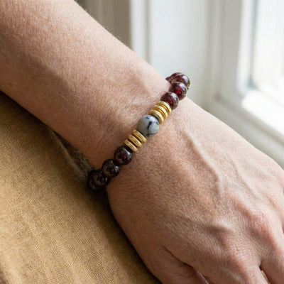 Success & Abundance: The Garnet 'Career Catalyst' Bracelet with Gold Accents - ModernEnergyLab.com
