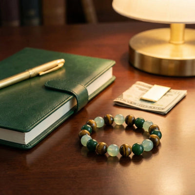 The Abundance Magnet: Golden Tiger's Eye & Green Jade Wealth Bracelet - ModernEnergyLab.com